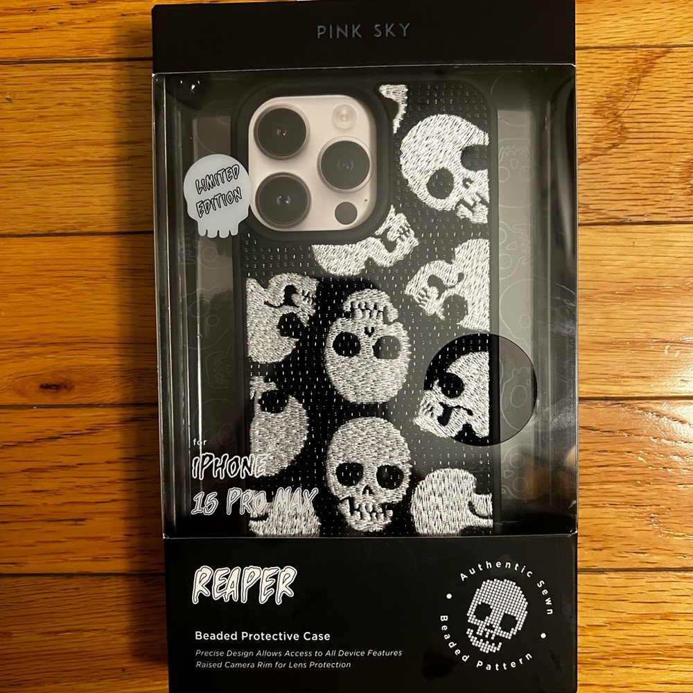 Pink Sky Skull iPhone 15 Pro Max Case